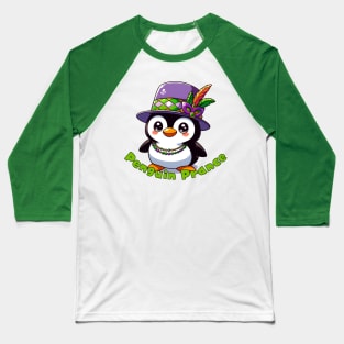 Mardi Gras Penguin Baseball T-Shirt